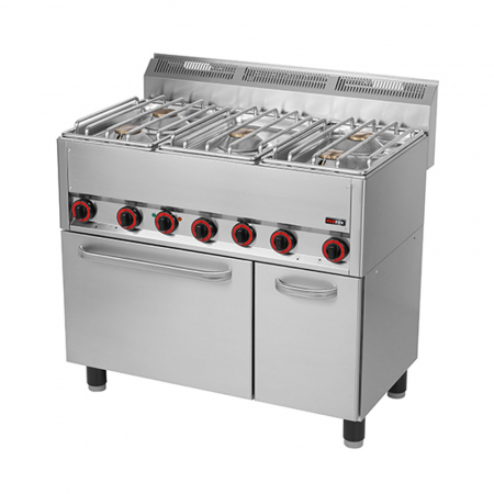 Bucatarie calda - Masina gatit gaz 5 arzatoare (5x4,5 kW) cu cuptor 3,13 kW, linia 600, SPT90/5GLS