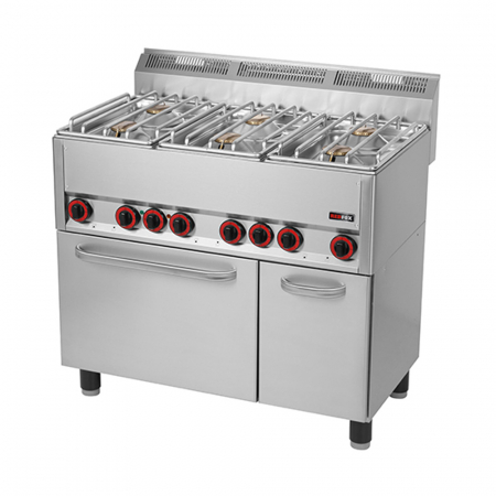 Bucatarie calda - Masina gatit gaz 6 arzatoare 6x4,5 kW, cu cuptor 3,13 kW, linia 600, SPT90GLS