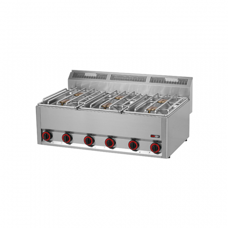 Linia 600 - Masina gatit gaz 6 arzatoare de banc, 6x4,5 kW, 990x600x290(h) mm, linia 600, SP90GLS