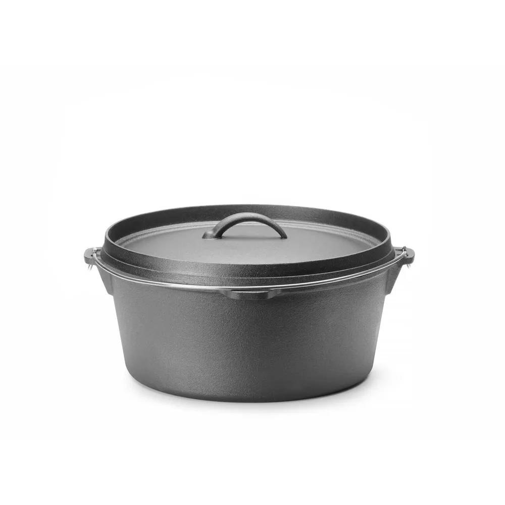 Cratite cu capac din inox - Oala cazan din fonta, capac si maner, Ø310x155 mm