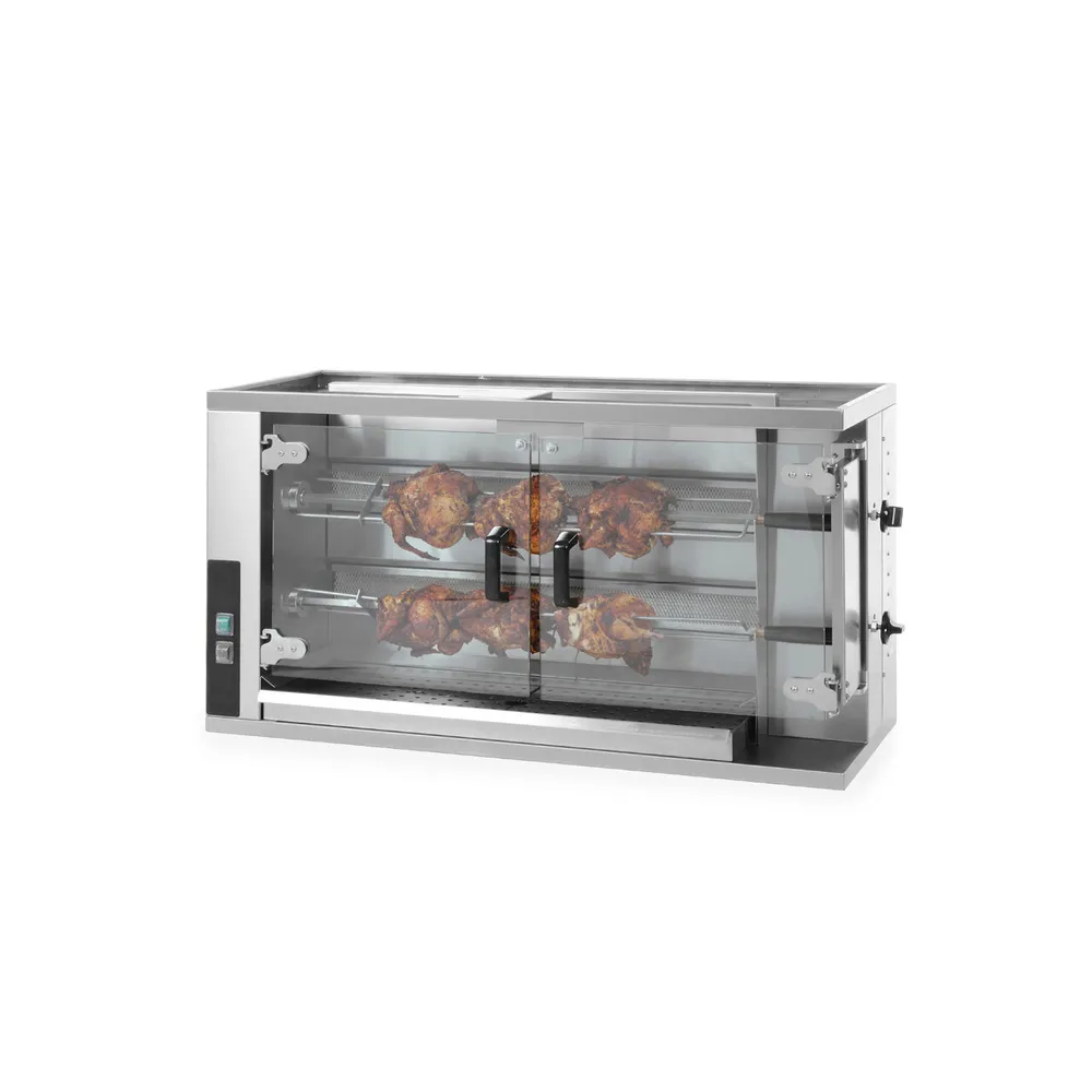 Rotisoare profesionale - Prajitor cu gaz, 8-10 pui, 2 viteze, usi sticla, inox