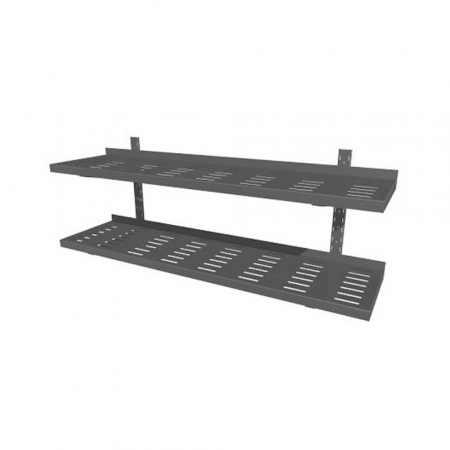 Rafturi inox - Raft de perete din inox cu 2 polite perforate reglabile, latimea 300 mm