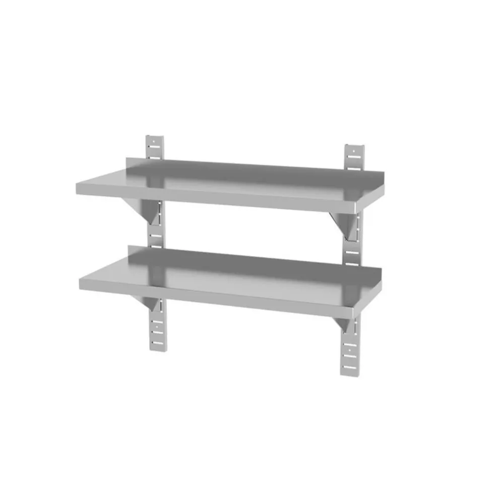 Rastele inox depozitare - Raft de perete dublu reglabil, inox, 800x300x600mm