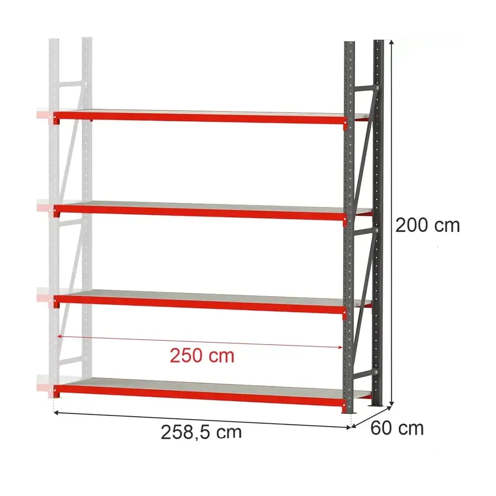 Rafturi metalice de depozitare - Raft depozitare 4 rafturi 200x258.5x60cm extensie