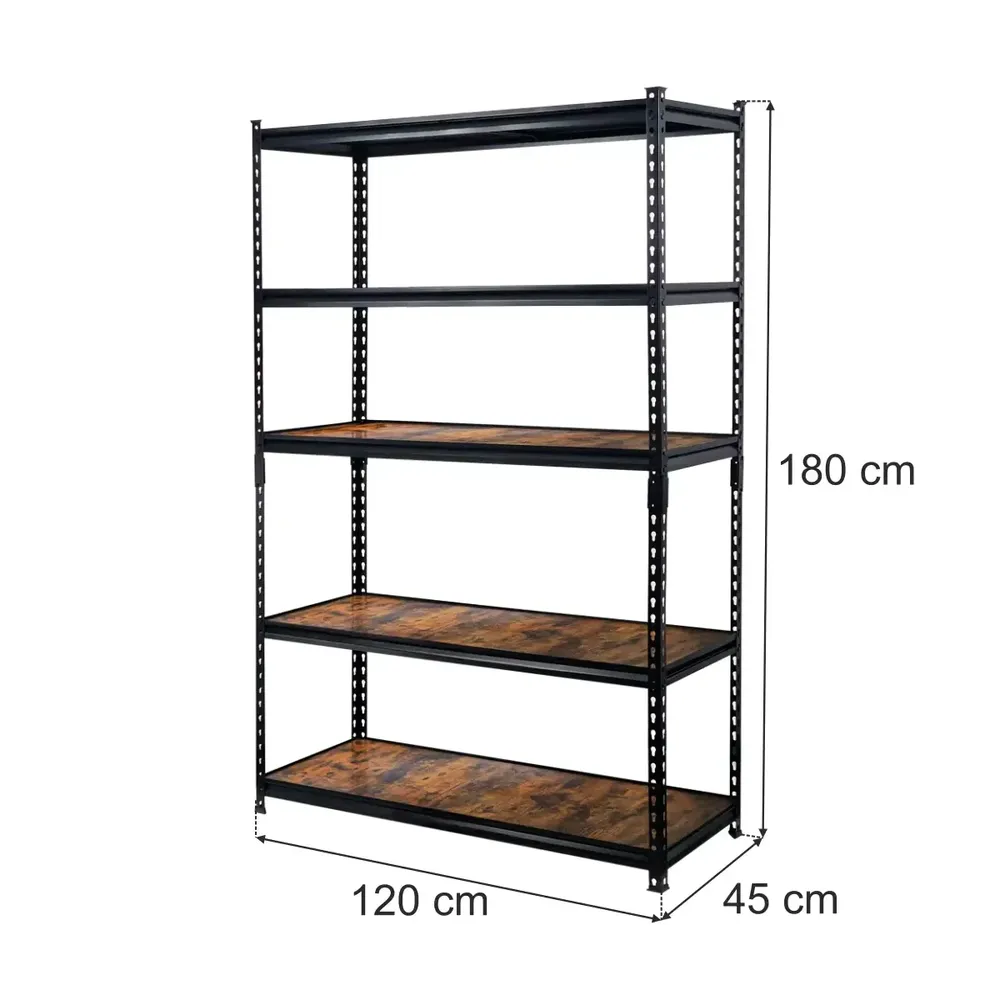 Rafturi magazin de perete - Raft depozitare 5 rafturi 180x120x45cm, negru