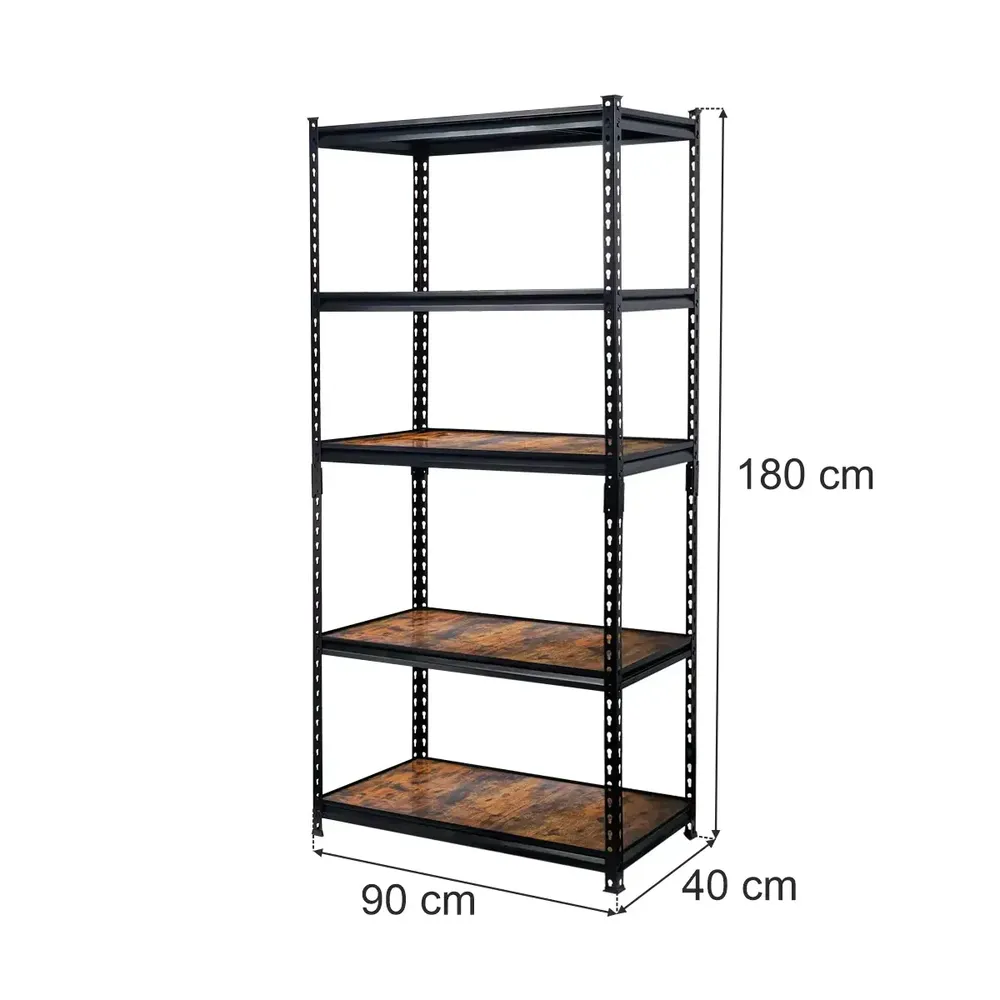 Rafturi magazin de perete - Raft depozitare 5 rafturi 180x90x40cm, negru