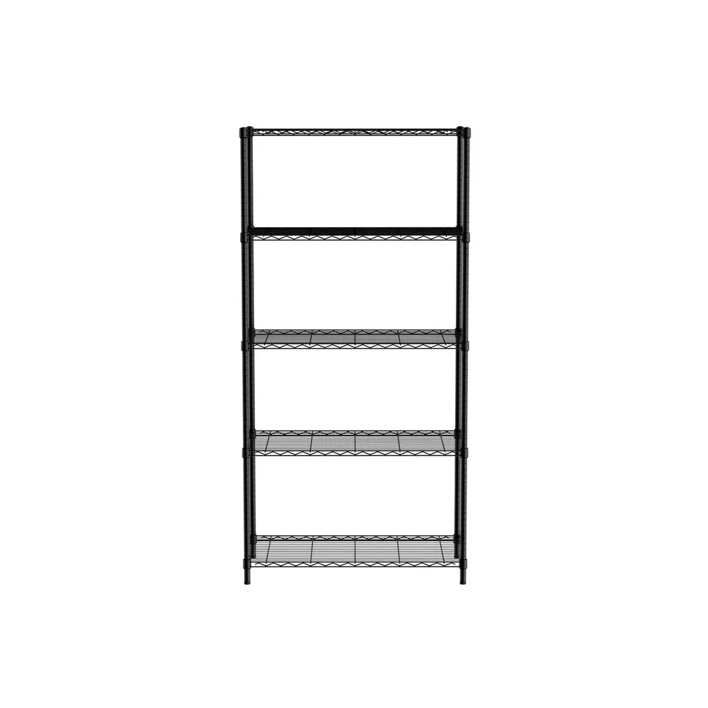 Rastele inox depozitare - Raft depozitare metalic 5 polite, negru mat, 910x455x1830mm