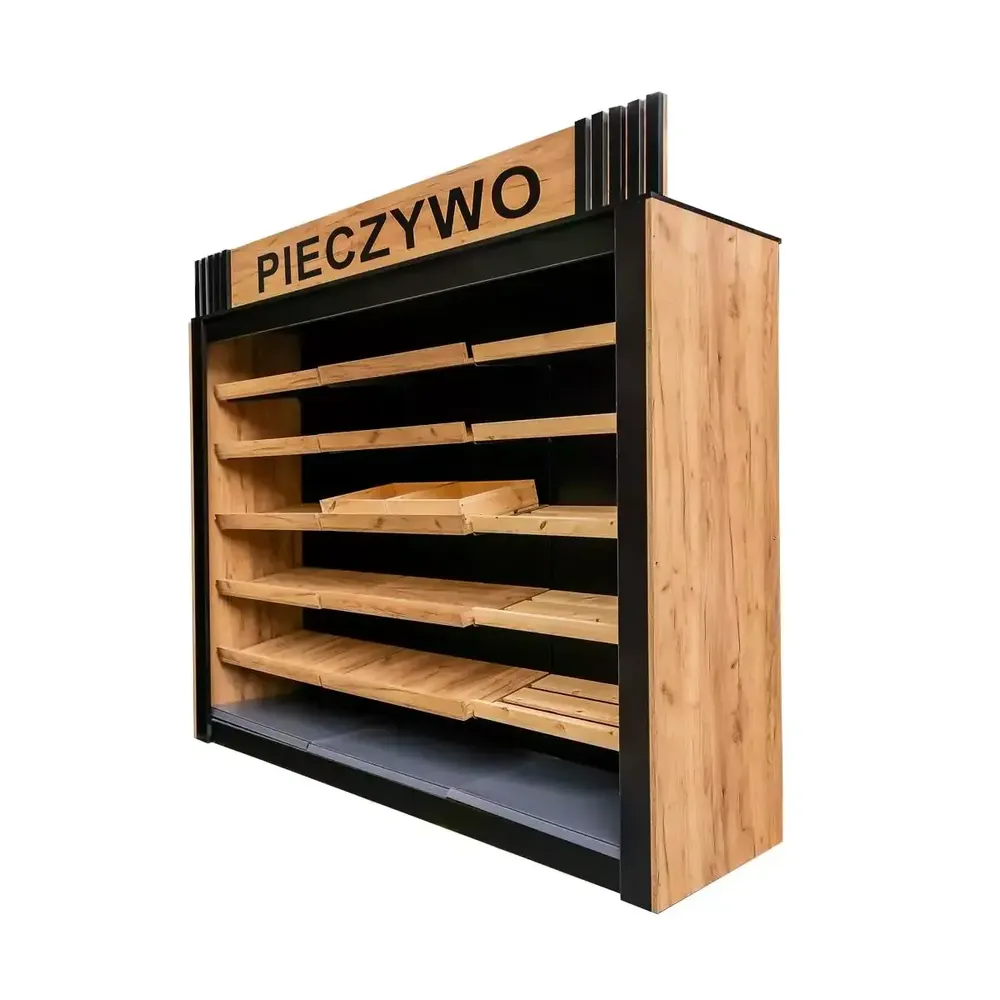 Mobilier pentru magazine - Raft paine modul deschis 244cm, stejar kraft