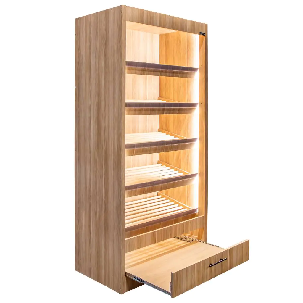 Raft paine modul deschis, iluminare LED, 205cm, stejar american [4]