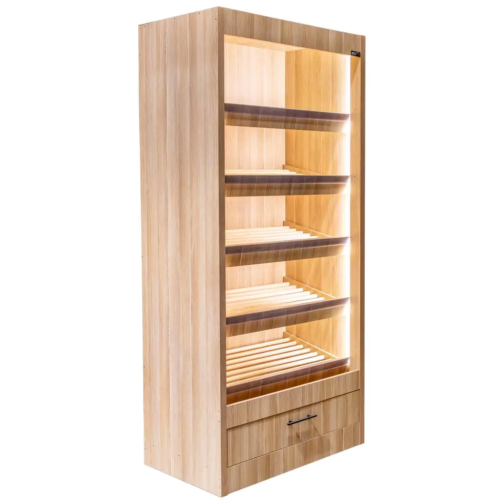 Raft paine modul deschis, iluminare LED, 205cm, stejar american [3]