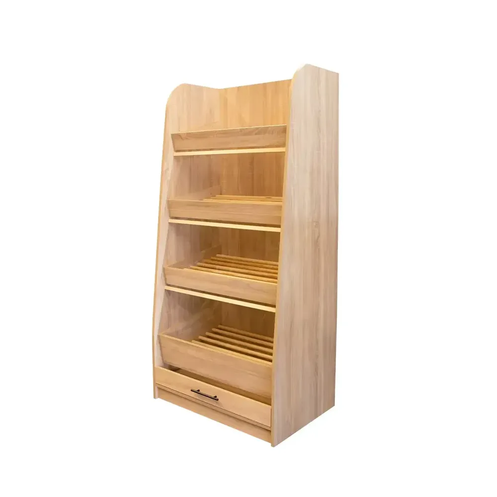 Mobilier pentru magazine - Raft paine plexiglas, 180cm, stejar sonoma