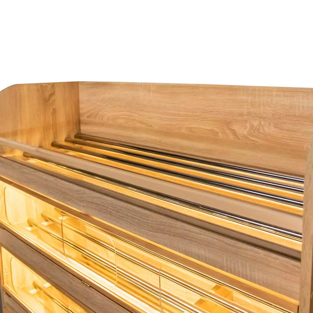 Raft paine plexiglas, iluminare, 180cm, stejar american [5]