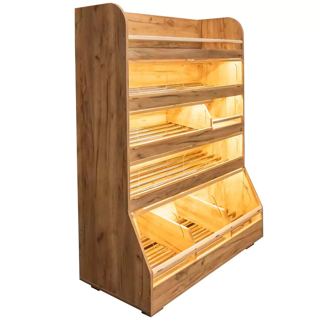 Raft paine plexiglas, iluminare, 180cm, stejar kraft [4]
