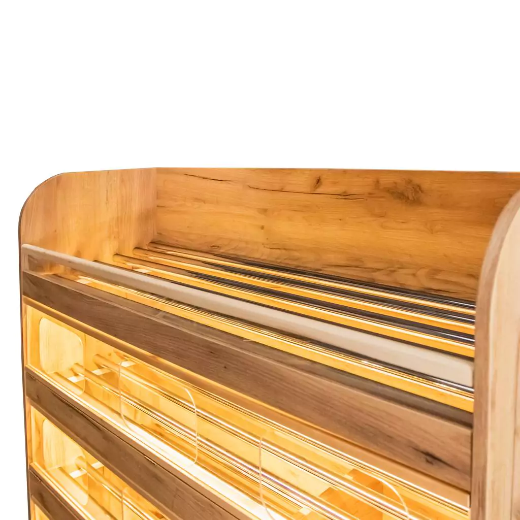 Raft paine plexiglas, iluminare, 180cm, stejar kraft [5]
