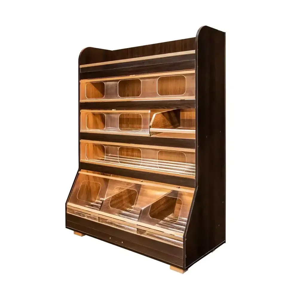 Rafturi pentru produse de panificatie - Raft paine plexiglas, iluminare, LED 180cm, wenge