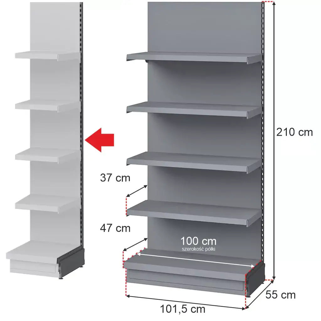 Raft perete 210x100cm extensie, grafit [3]