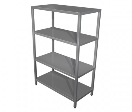 Rastele inox depozitare - Rastele heavy duty din inox cu 4 polite pline fixe, latime 500 mm