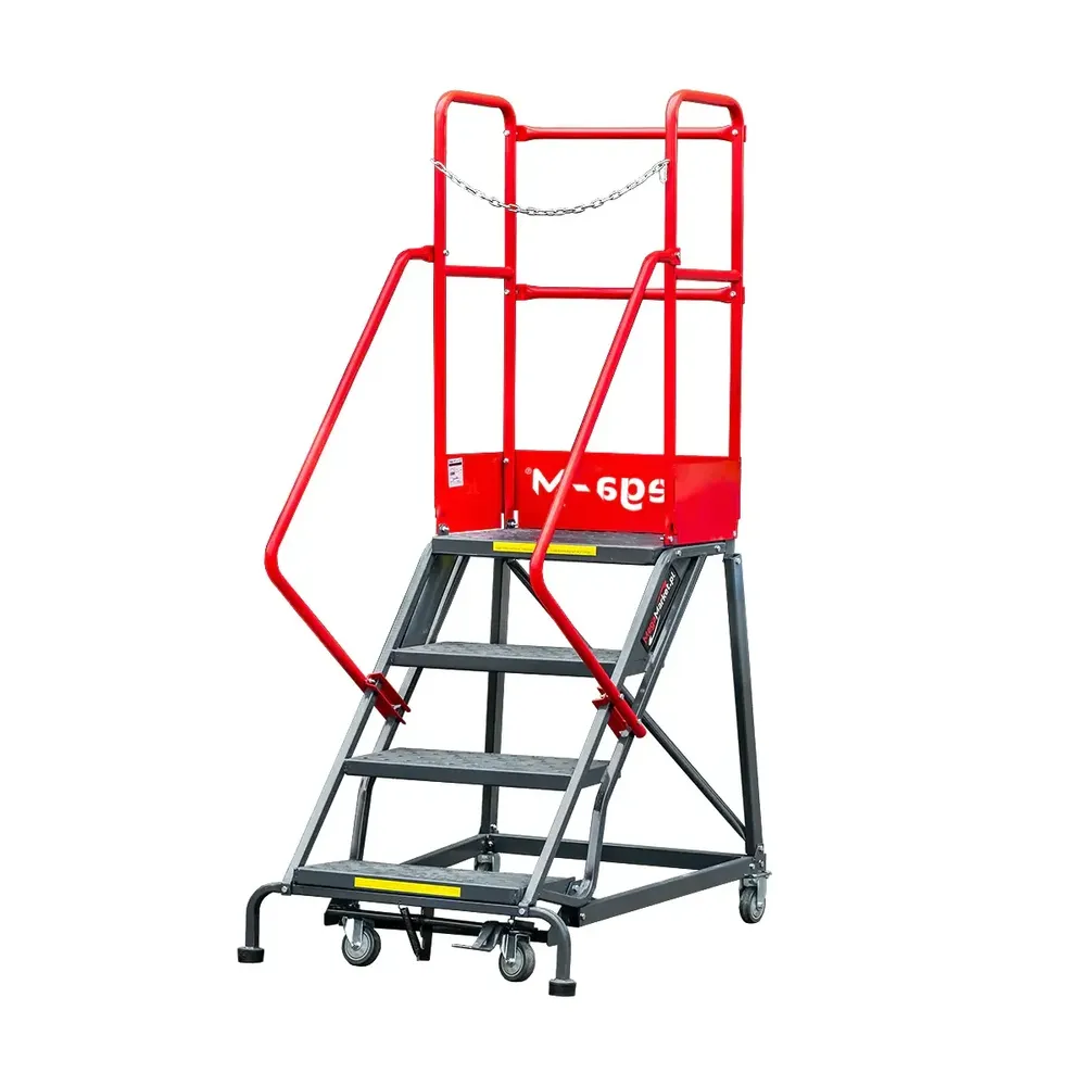 Scari cu platforma mobile - Scara de depozit mobila 102cm, 4 trepte, platforma si frana