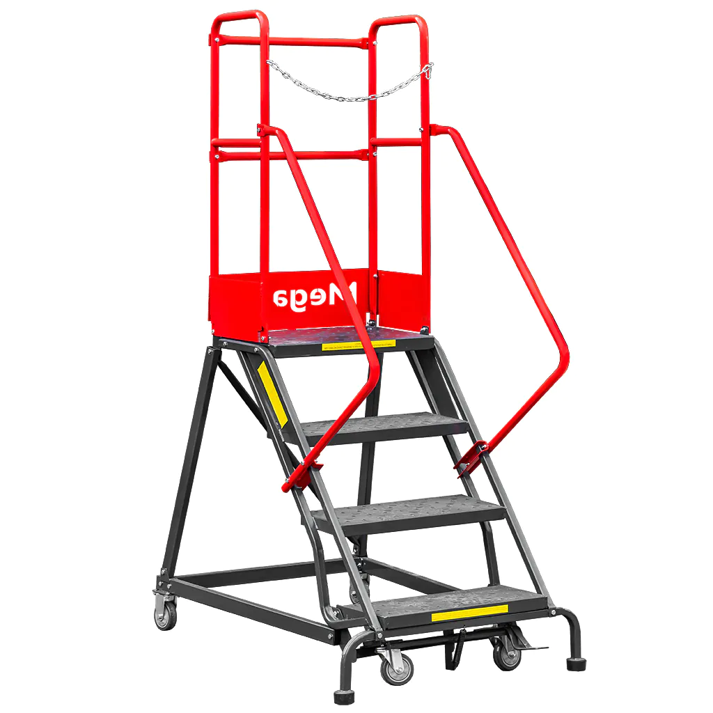 Scara de depozit mobila 102cm, 4 trepte, platforma si frana [2]