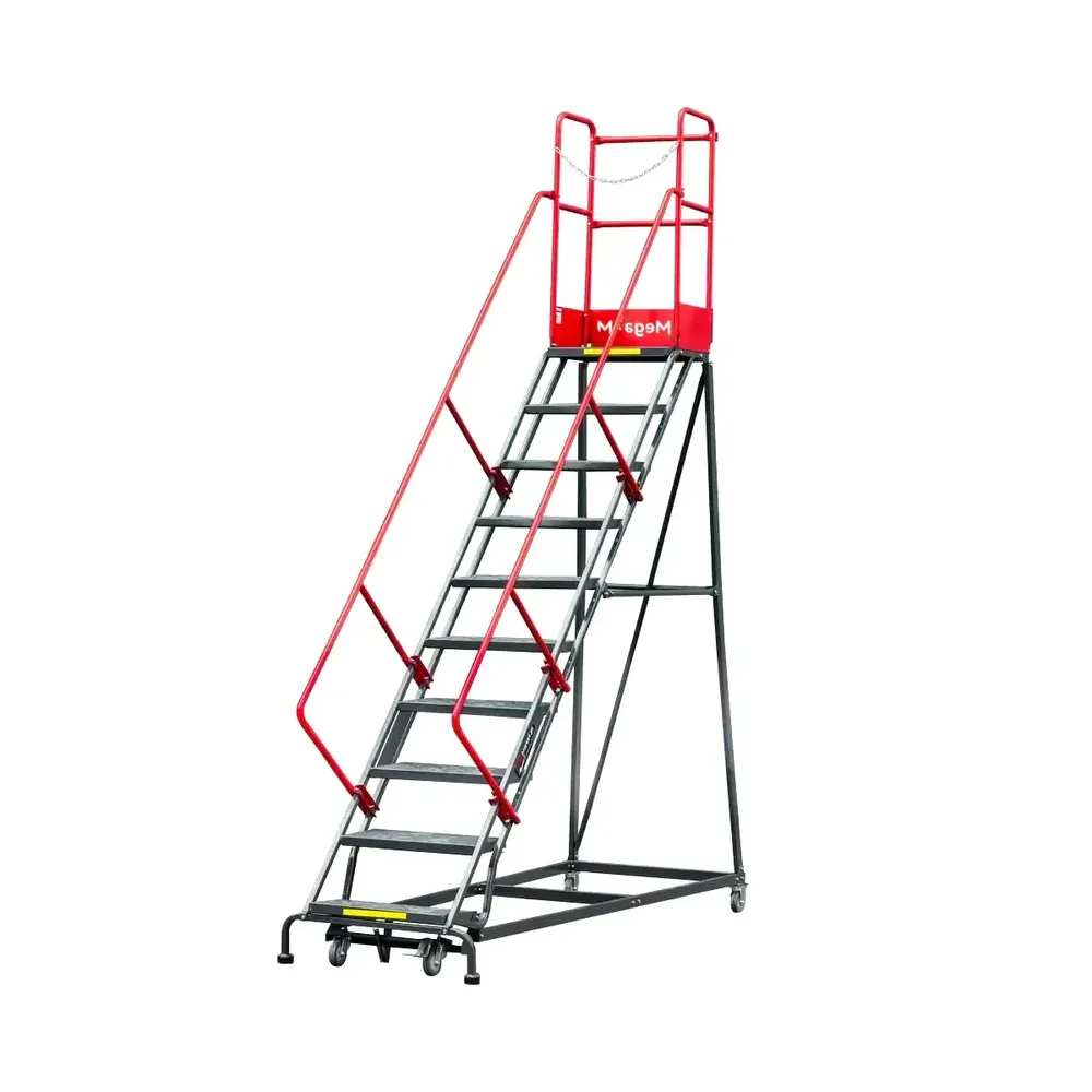 Scara de depozit mobila 255cm, 10 trepte, platforma si frana [5]