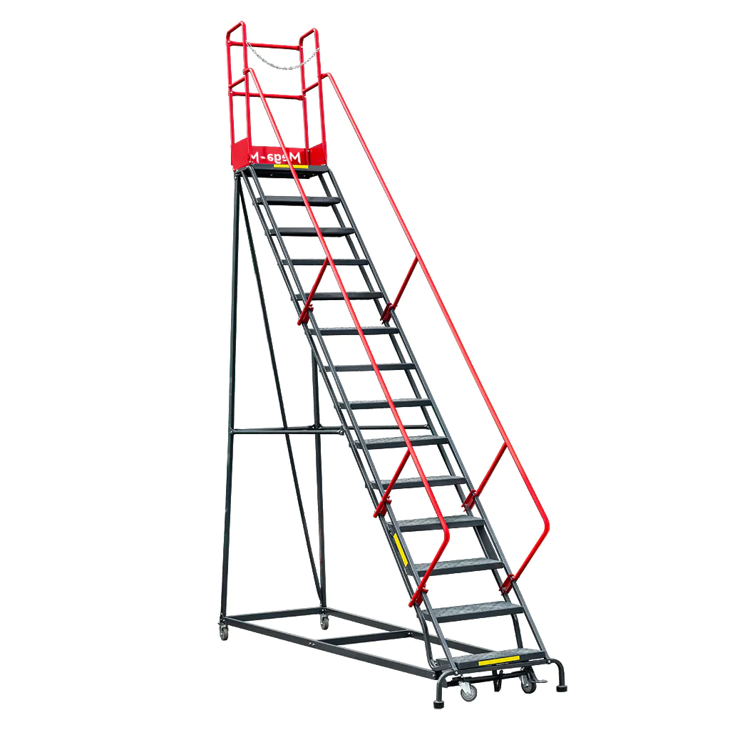 Scara de depozit mobila 357cm, 14 trepte, platforma si frana [2]