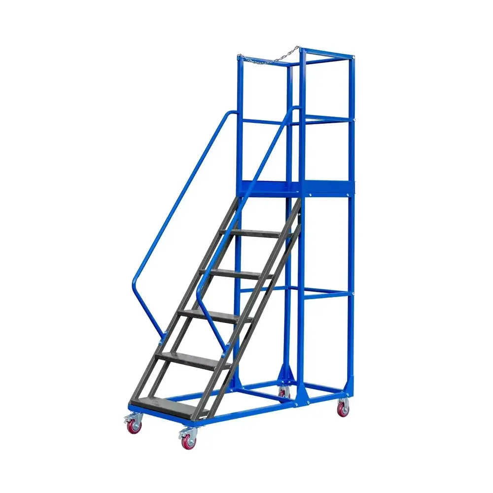 Scari cu platforma mobile - Scara de depozit mobila standard 150cm, 6 trepte, platforma