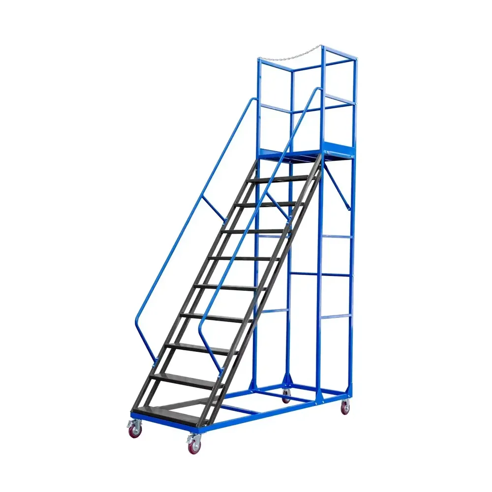 Scari cu platforma mobile - Scara de depozit mobila standard 250cm, 10 trepte, platforma