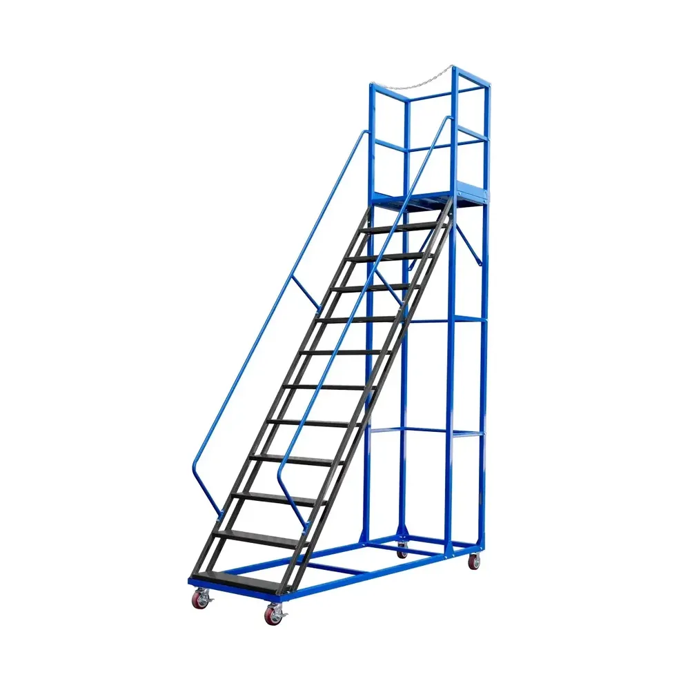 Scari cu platforma mobile - Scara de depozit mobila standard 300cm, 12 trepte, platforma
