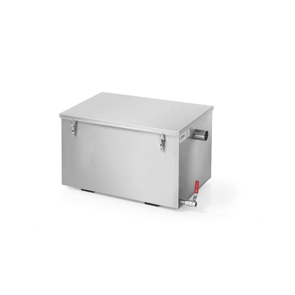 Spalatoare inox cu 2 cuve - Separator grasimi inox, 60 litri, 745x410x400mm