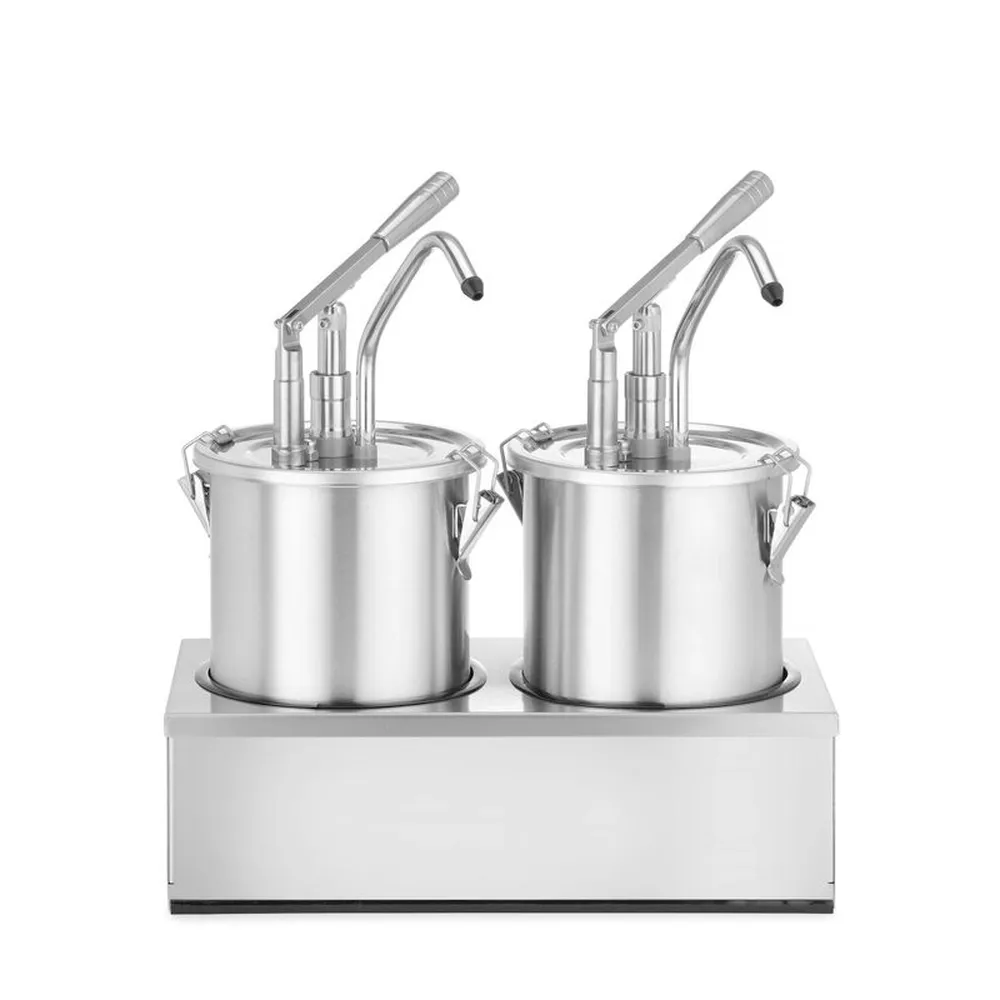 Echipamente Pizza - Set 2 recipiente sos cu dozator, inox, 9L, portie 35 ml