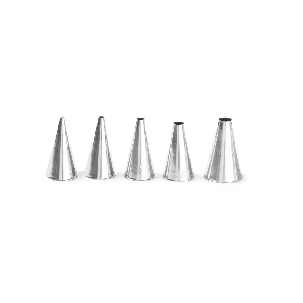 Ustensile patiserie-cofetarie - Set 5 duiuri ornat prajituri, inox, varfuri netede