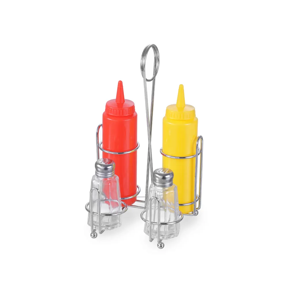 Articole de masa - Set condimente 4 piese cu suport, 200 ml, pentru masa