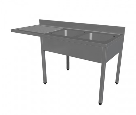 Spalatoare inox cu 2 cuve - Spalator inox cu spatiu pentru masina de spalat vase si picurator stanga, 2 cuve