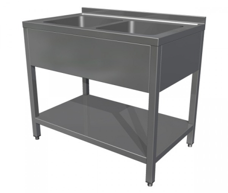 Spalatoare inox cu 2 cuve - Spalator din inox cu 2 cuve si polita