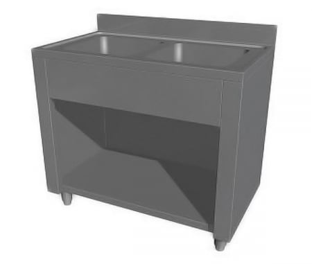 Spalatoare inox cu 2 cuve - Spalator tip dulap deschis din inox cu 2 cuve