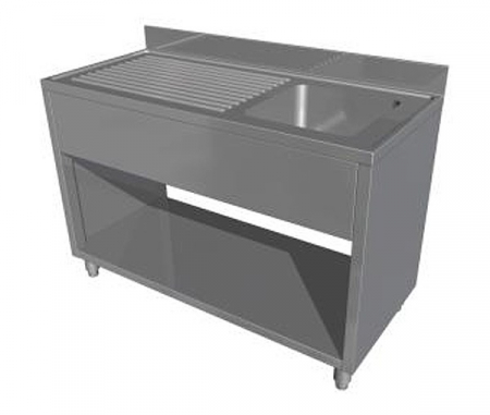 Spalatoare inox cu 1 cuva - Spalator tip dulap deschis din inox cu o cuva si picurator pe stanga