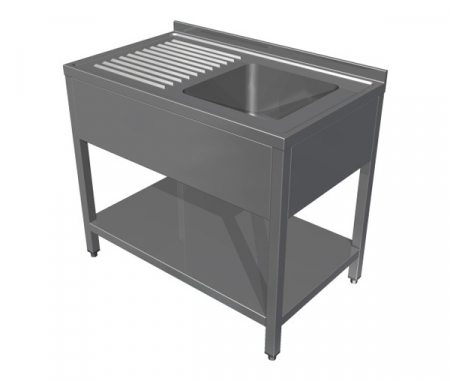 Spalatoare inox cu 1 cuva - Spalator din inox cu o cuva si polita, picurator pe stanga