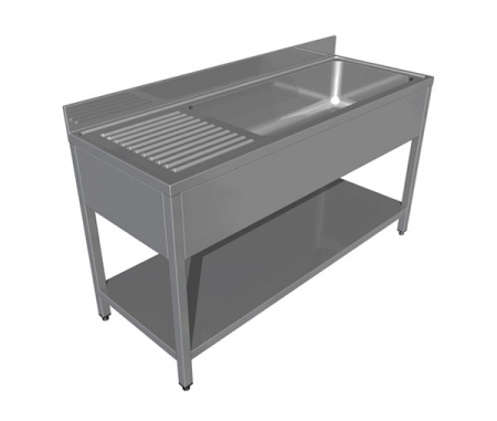 Spalatoare inox cu cuve mari - Spalator din inox cu picurator stanga si polita, cuva mare