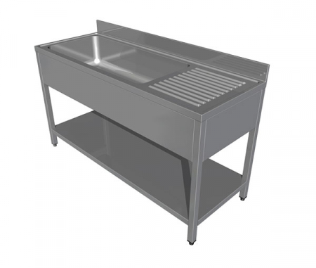 Spalatoare inox cu cuve mari - Spalator din inox cu picurator dreapta si polita, cuva mare