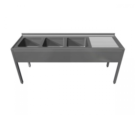 Spalatoare inox cu 3 cuve - Spalator din inox cu picurator dreapta si 3 cuve