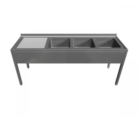 Spalatoare inox cu 3 cuve - Spalator din inox cu picurator stanga si 3 cuve