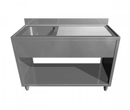 Spalatoare inox cu cuve mari - Spalator din inox tip dulap deschis cu picurator stanga si cuva mare