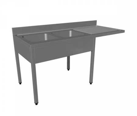 Spalatoare inox cu 2 cuve - Spalator inox cu spatiu pentru masina de spalat vase si picurator dreapta, 2 cuve