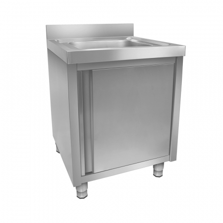 Spalatoare inox cu 1 cuva - Spalator cu suport tip dulap cu usi batante din inox si o cuva