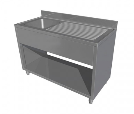 Spalatoare inox cu 1 cuva - Spalator tip dulap deschis din inox cu o cuva si picurator pe dreapta