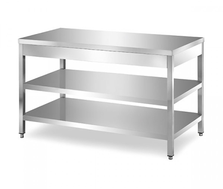 Mese de lucru inox cu 2 polite - Masa de lucru inox cu 2 polite si latimea de 600 mm