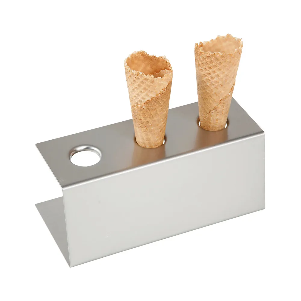 Accesorii gelaterie - Suport pentru 3 cornete de inghetata, inox, 20x9.5x8.5 cm