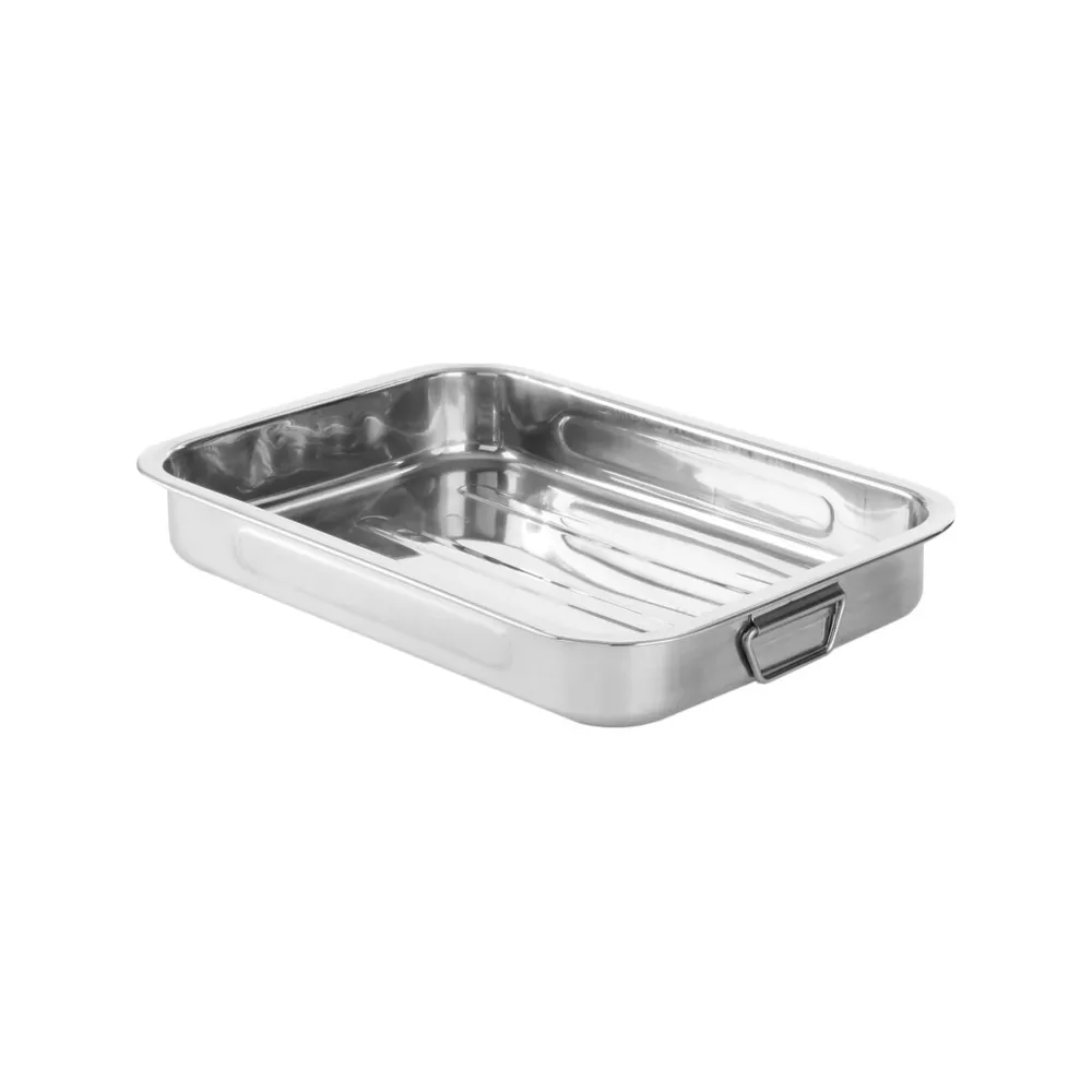 Tavi de copt profesionale - Tava cuptor inox cu manere, 31.5x24x5 cm, -40/240°C