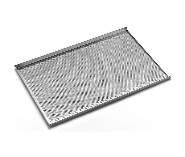 Tavi de copt profesionale - Tava pentru copt 600x400x20 mm cu 3 margini de 90 grade, aluminiu perforata, grosime 1,5 mm