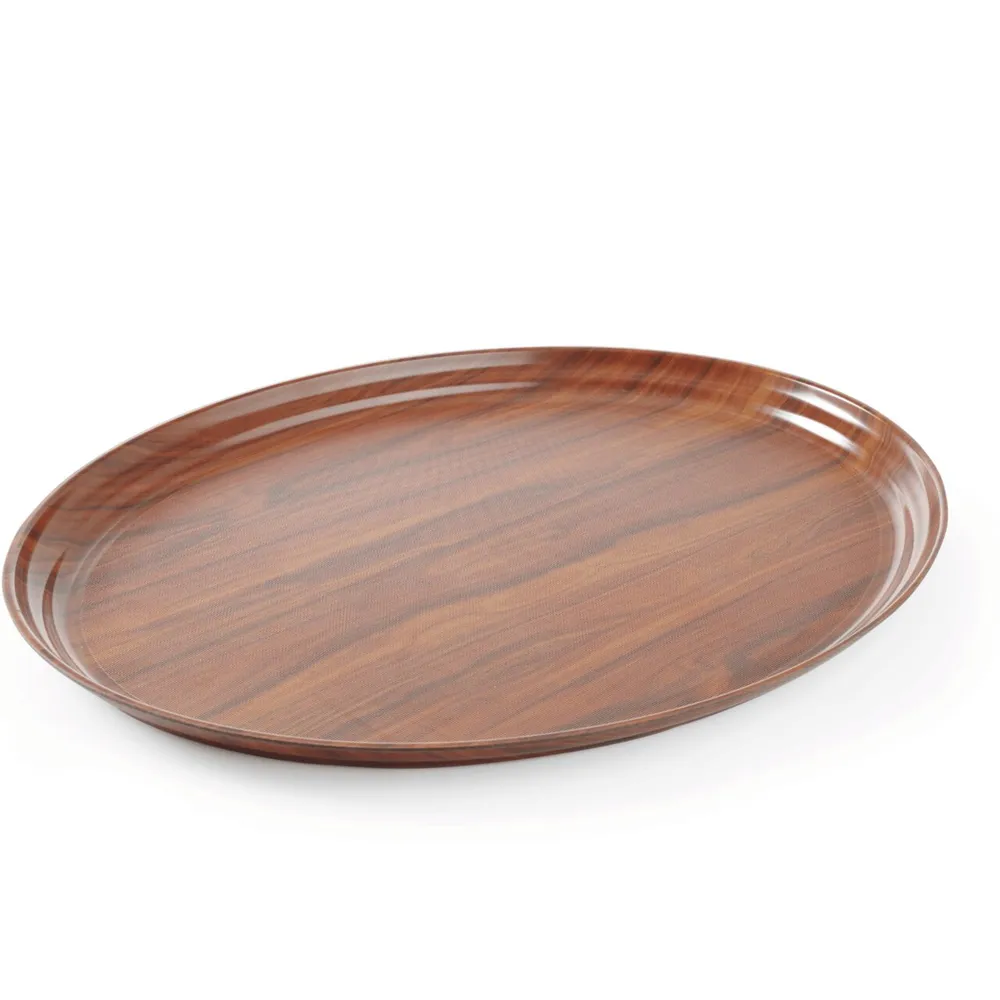Accesorii fast food - Tava servire ovala imitatie lemn, mahon, 200x265 mm